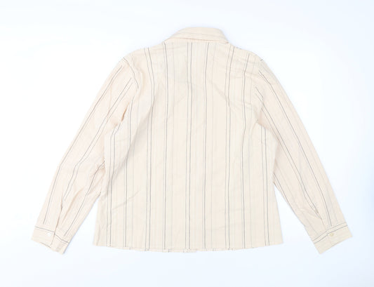 Debenhams Women's Beige Striped Button-Up Shirt Size 18