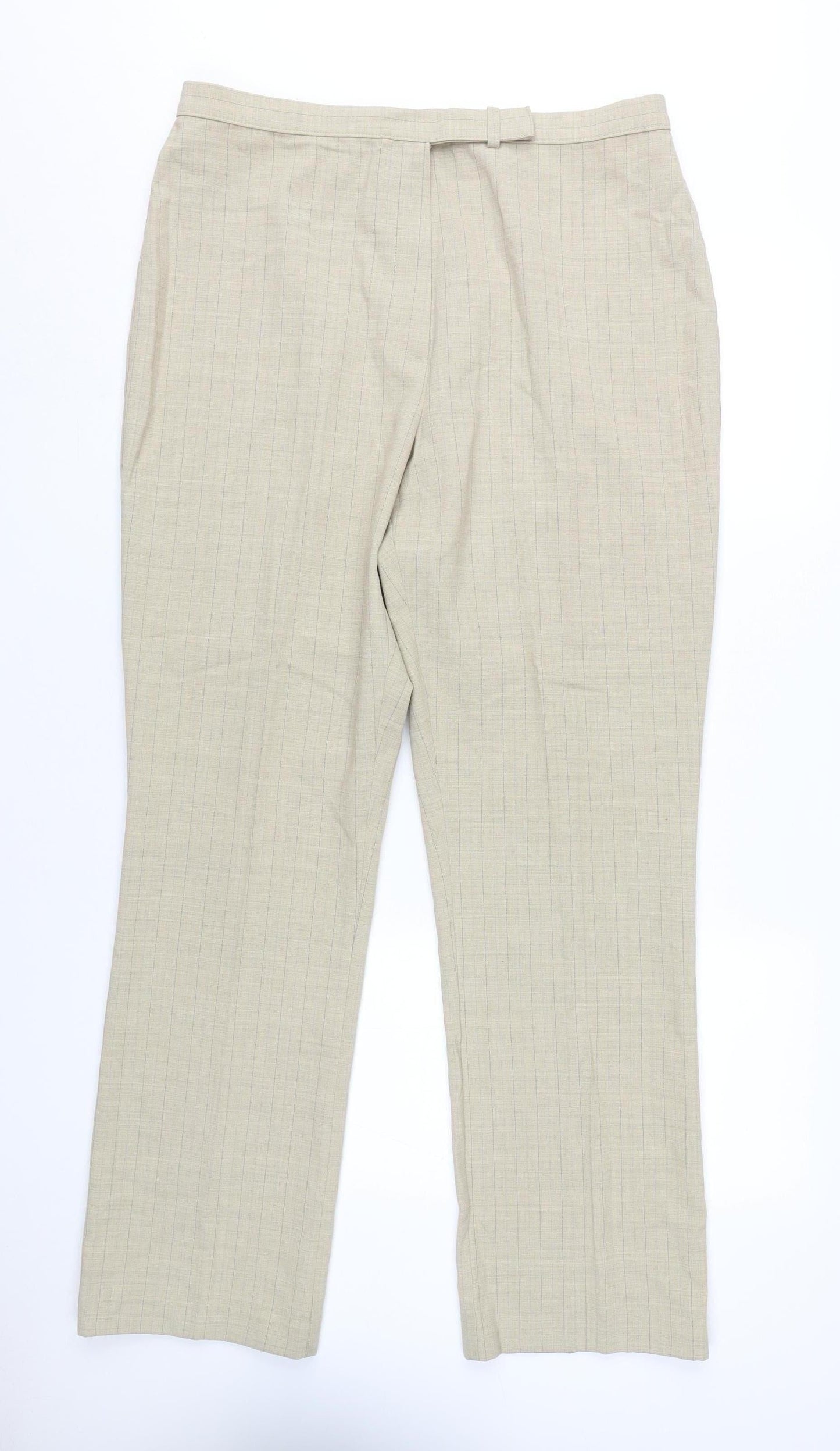 Womens UK Size 18 Marks and Spencer Regular Fit Dress Pants Beige Trousers