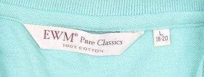 EWM Women’s Blue Cotton Polo Shirt L Casual Style