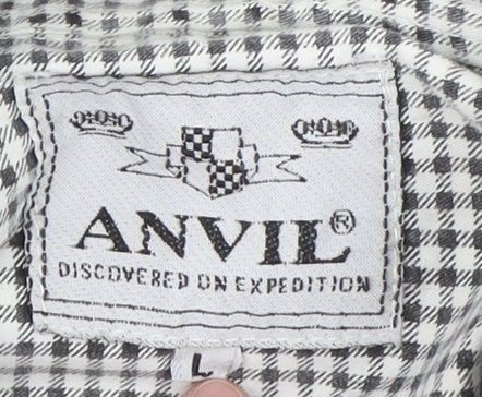 Anvil Men’s Black Checkered Long Sleeve Shirt - L
