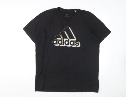 Adidas Men's Black XL Graphic T-Shirt, Regular Fit Cotton