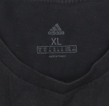 Adidas Men's Black XL Graphic T-Shirt, Regular Fit Cotton