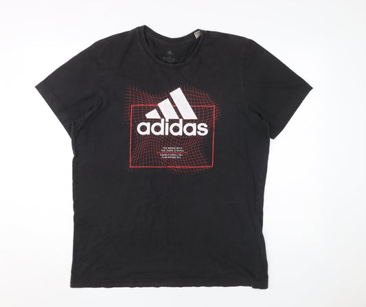 Adidas Men's Black Graphic Print T-Shirt, Size L