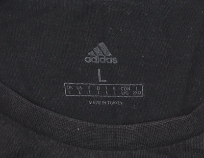 Adidas Men's Black Graphic Print T-Shirt, Size L