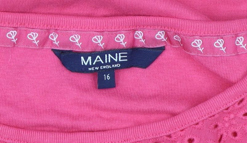 Maine New England Women's Pink Crew Neck T-Shirt, Size 16