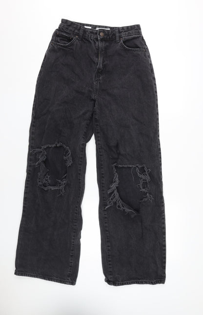 Bershka Women's Black Wide-Leg Jeans Size 10