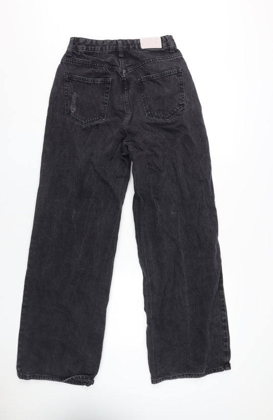 Bershka Women's Black Wide-Leg Jeans Size 10