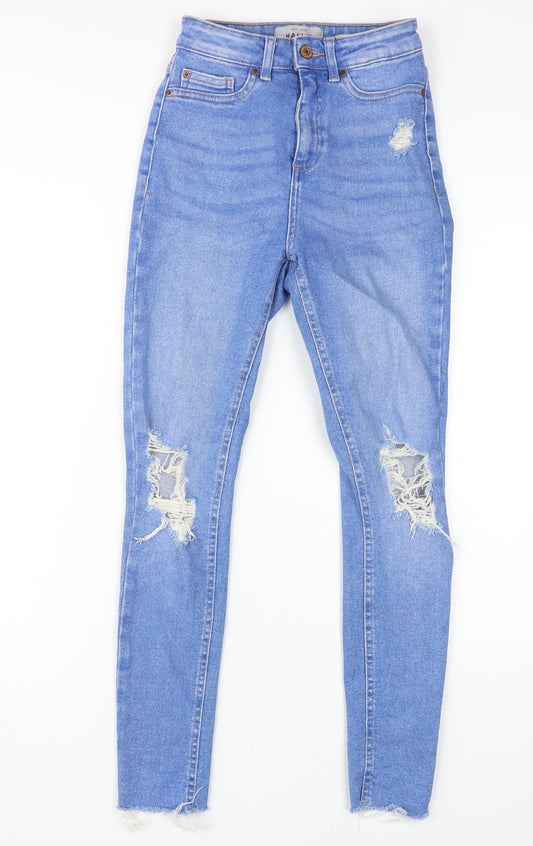 New Look Women's Blue Skinny Jeans - UK 6, Distressed