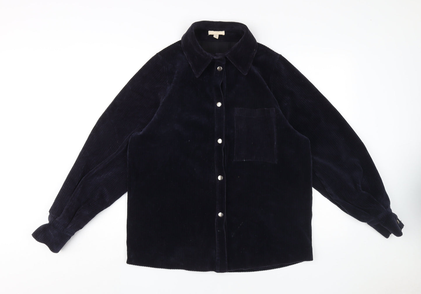 Womens UK Size 8 H&M Blue Basic Button-Up