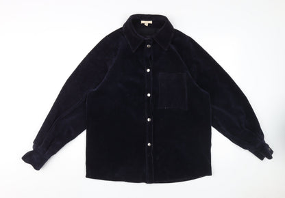 Womens UK Size 8 H&M Blue Basic Button-Up