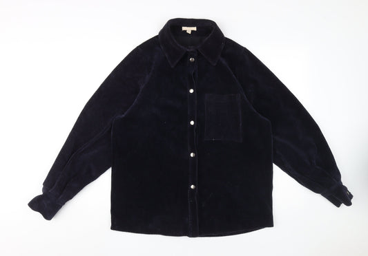 Womens UK Size 8 H&M Blue Basic Button-Up