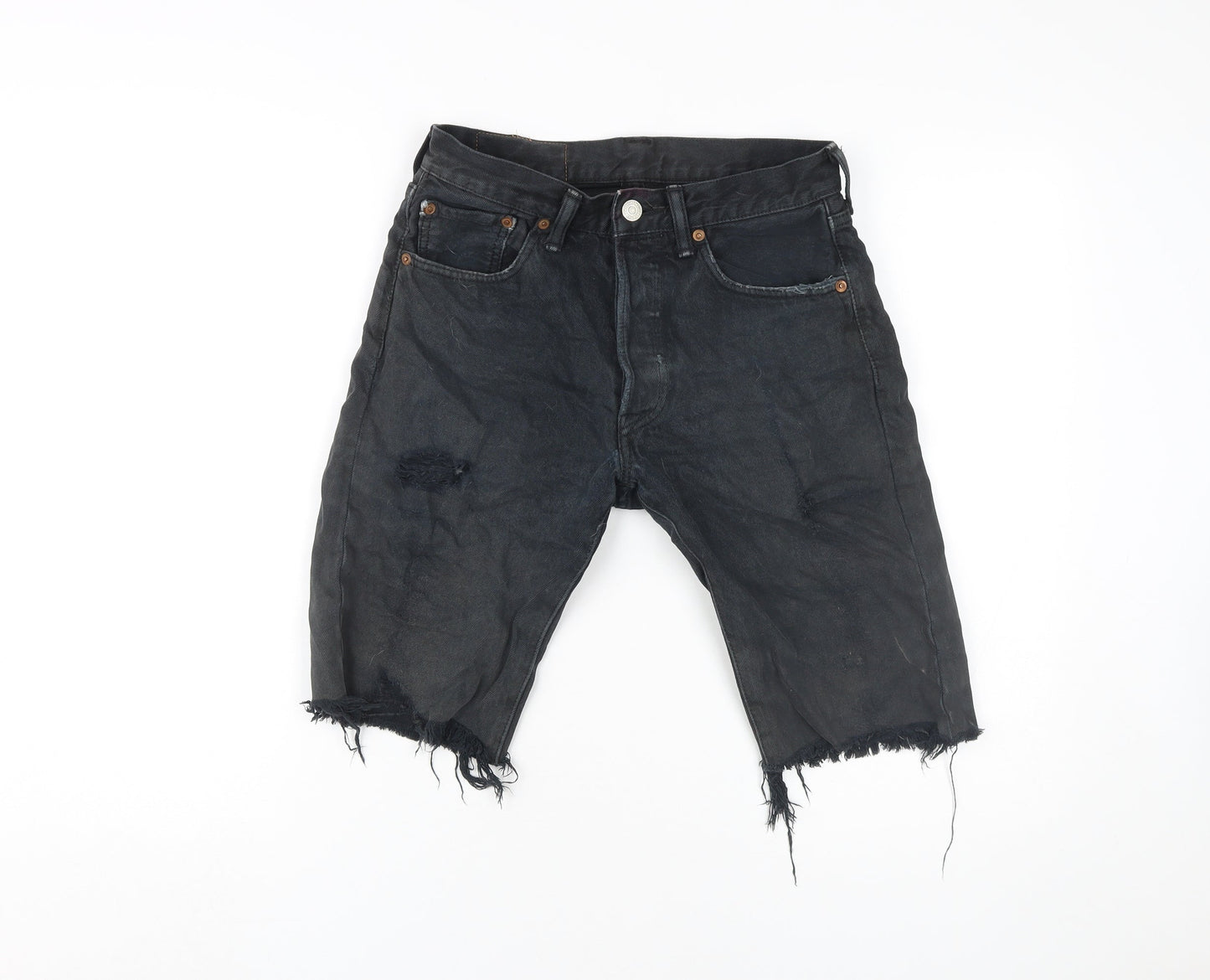 Levi's Men's Black Distressed Bermuda Denim Shorts Size 28