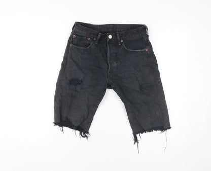 Levi's Men's Black Distressed Bermuda Denim Shorts Size 28