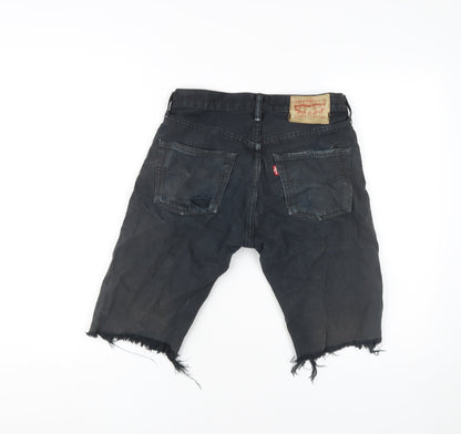 Levi's Men's Black Distressed Bermuda Denim Shorts Size 28