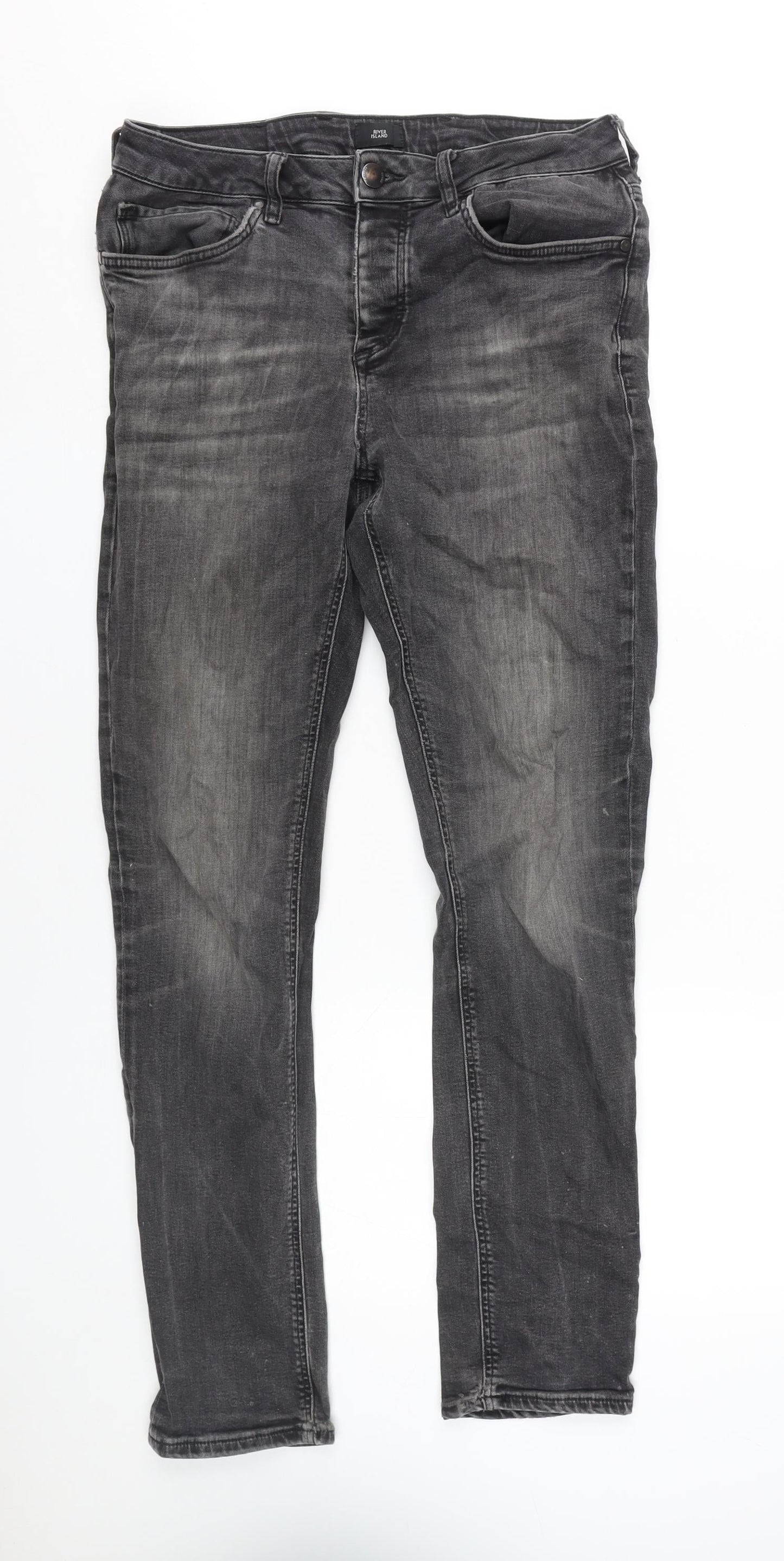 Mens UK Size 30 River Island Slim Fit Skinny Black Jeans