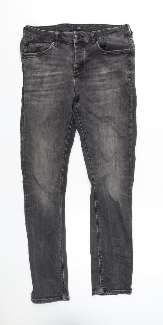 Mens UK Size 30 River Island Slim Fit Skinny Black Jeans