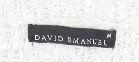 David Emanuel Women's White Cardigan M - Classic Chic