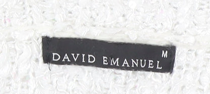 David Emanuel Women's White Cardigan M - Classic Chic