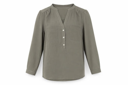 Oasis Women's Grey Blouse Size 8 V-Neck Casual
