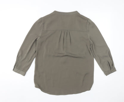 Oasis Women's Grey Blouse Size 8 V-Neck Casual