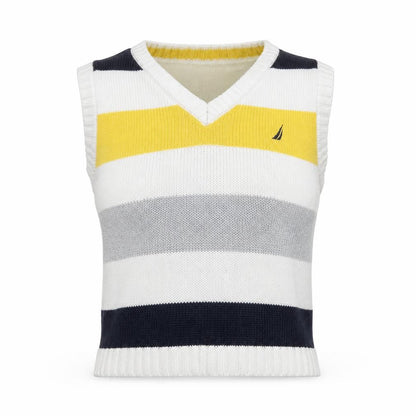 Front view of Nautica unisex multicoloured v-neck knit vest, size 4