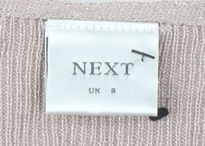 Next Beige A-Line Midi Dress, UK 8, 3/4 Balloon Sleeve