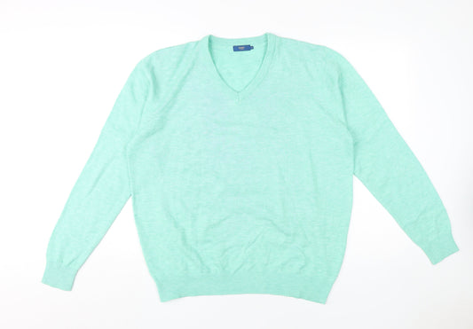 Cotton Traders Women's Green V-Neck Pullover Jumper L