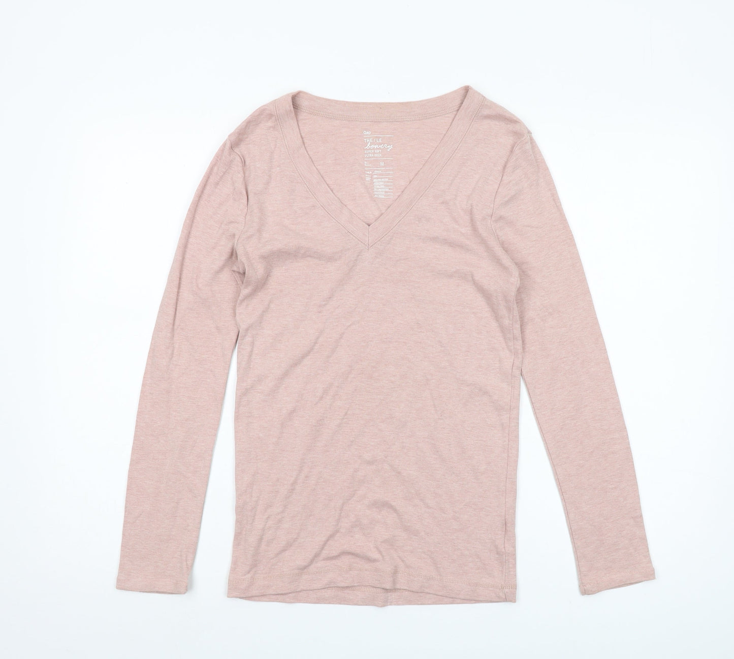 Gap Women's Pink V-Neck Long Sleeve T-Shirt M