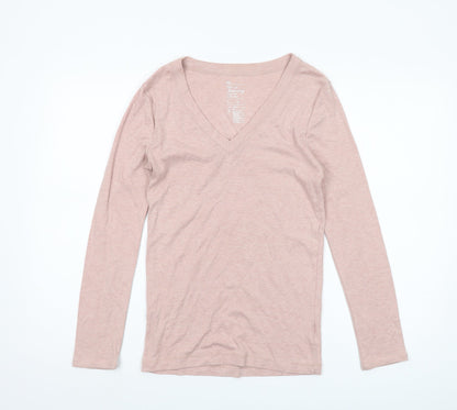 Gap Women's Pink V-Neck Long Sleeve T-Shirt M
