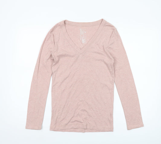 Gap Women's Pink V-Neck Long Sleeve T-Shirt M