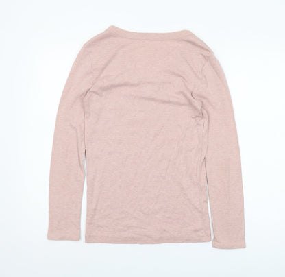 Gap Women's Pink V-Neck Long Sleeve T-Shirt M