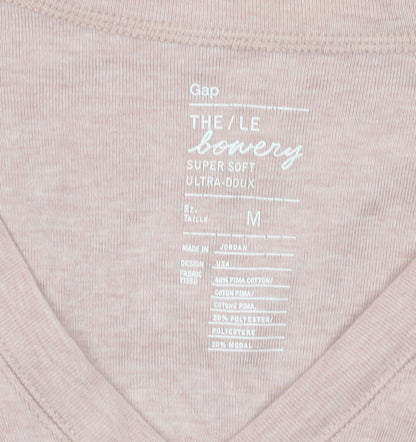 Gap Women's Pink V-Neck Long Sleeve T-Shirt M