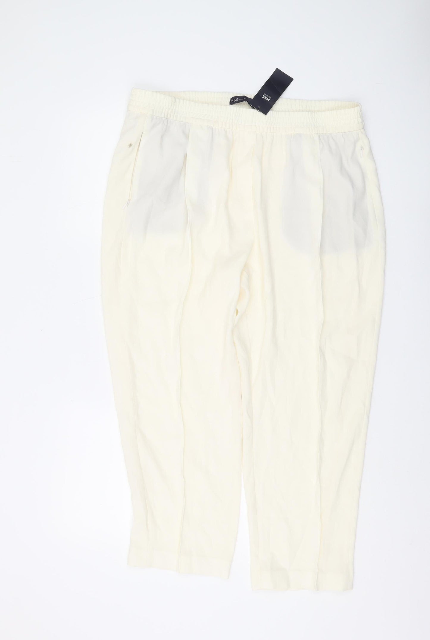 Marks and Spencer Women Ivory Jogger Trousers Size 18