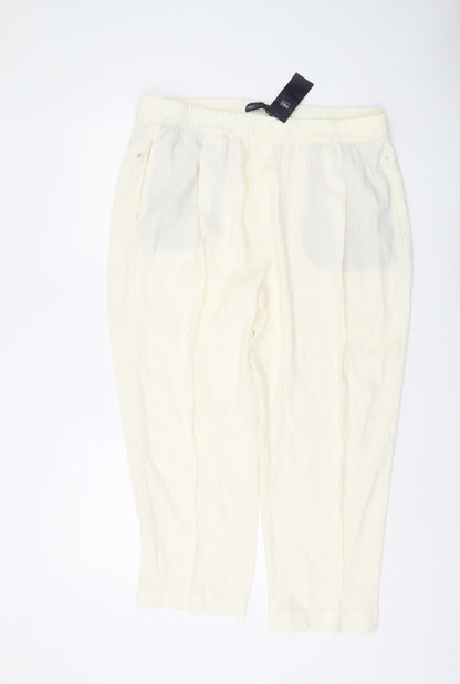 Marks and Spencer Women Ivory Jogger Trousers Size 18