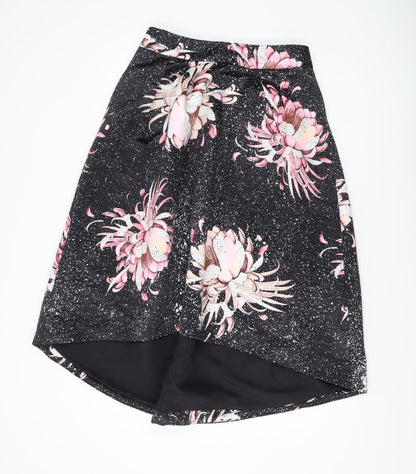 Next Women's Black Floral A-Line Knee Length Skirt