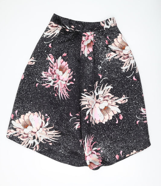 Next Women's Black Floral A-Line Knee Length Skirt