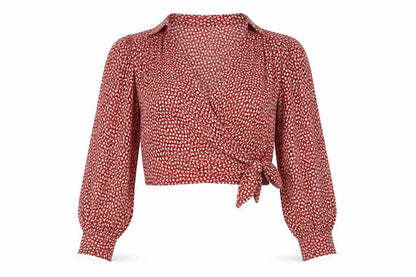 Womens UK Size S Wednesday's Girl Red Cropped Blouse