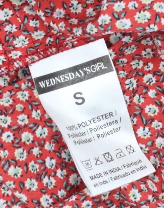 Womens UK Size S Wednesday's Girl Red Cropped Blouse
