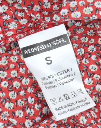 Womens UK Size S Wednesday's Girl Red Cropped Blouse