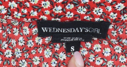 Womens UK Size S Wednesday's Girl Red Cropped Blouse