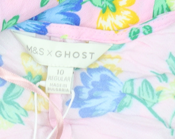 Marks and Spencer Floral Midi Dress - Women, Pink, Size 10