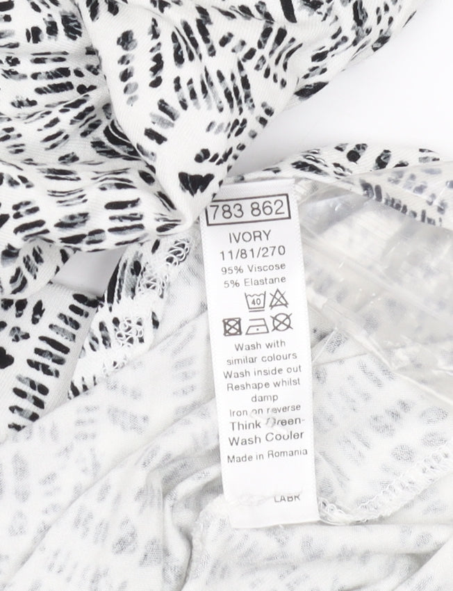 M&Co Women's Ivory Geometric 3/4 Sleeve Blouse Size 12