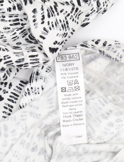 M&Co Women's Ivory Geometric 3/4 Sleeve Blouse Size 12