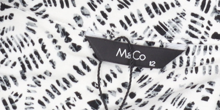 M&Co Women's Ivory Geometric 3/4 Sleeve Blouse Size 12
