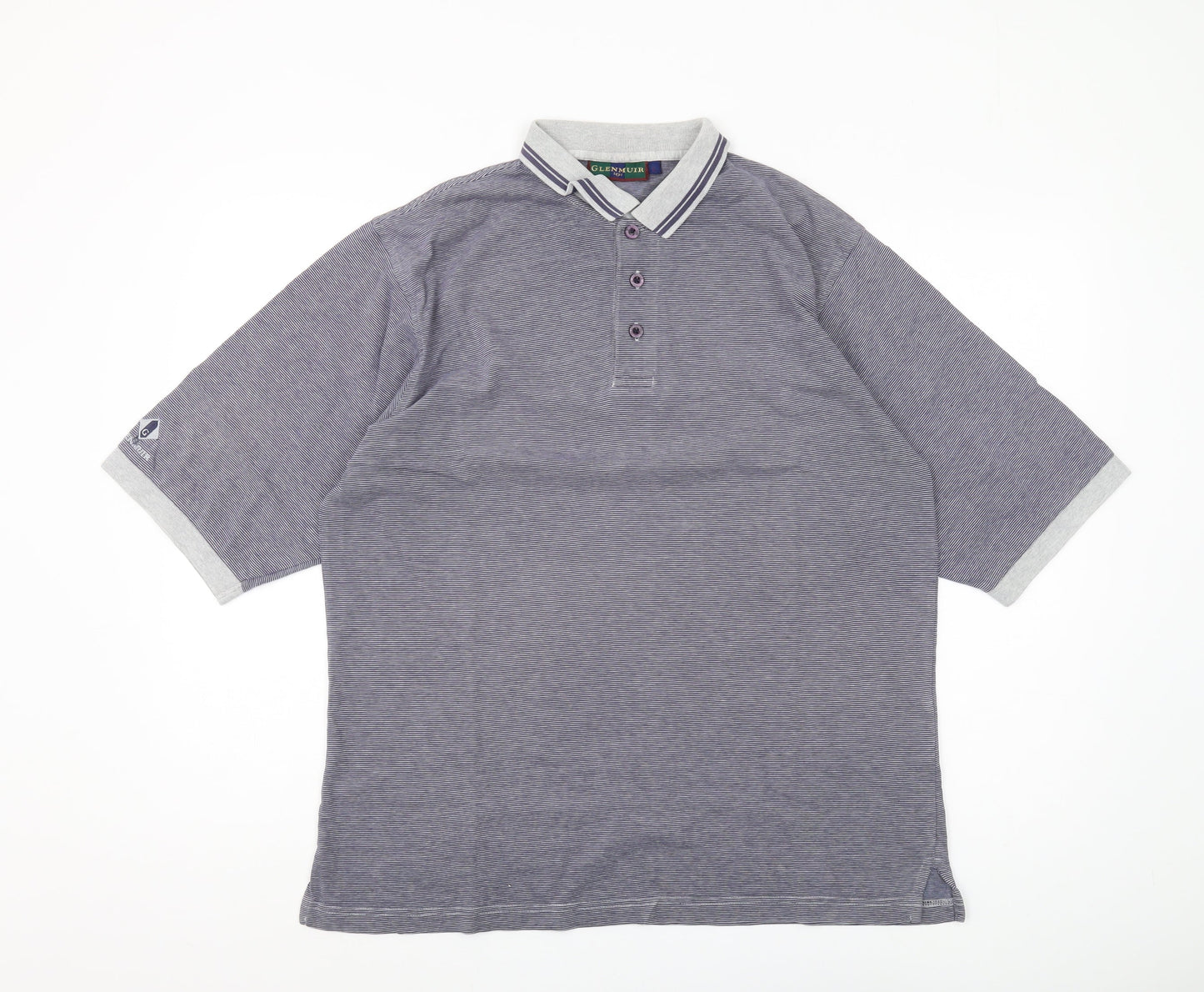 Glenmuir Men’s Grey Striped Polo, Size L
