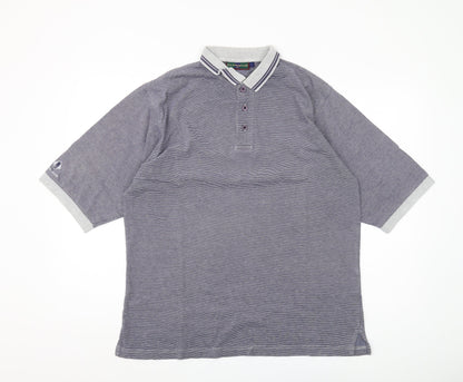 Glenmuir Men’s Grey Striped Polo, Size L