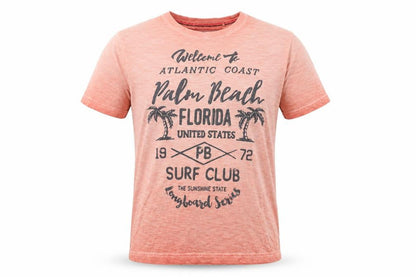 Front view of St George by Duffer Men's Orange Surf T-Shirt, Small