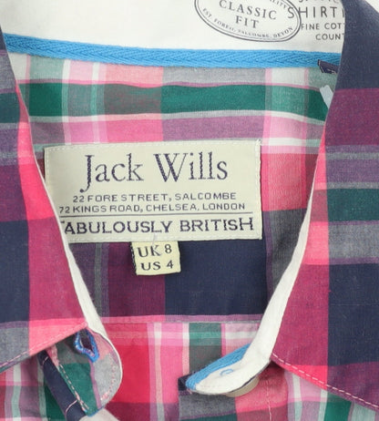 Jack Wills Women's Multicoloured Plaid Button-Up Shirt Size 8