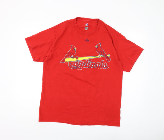 Majestic Men's Red Sports T-Shirt, Size M, Graphic Print