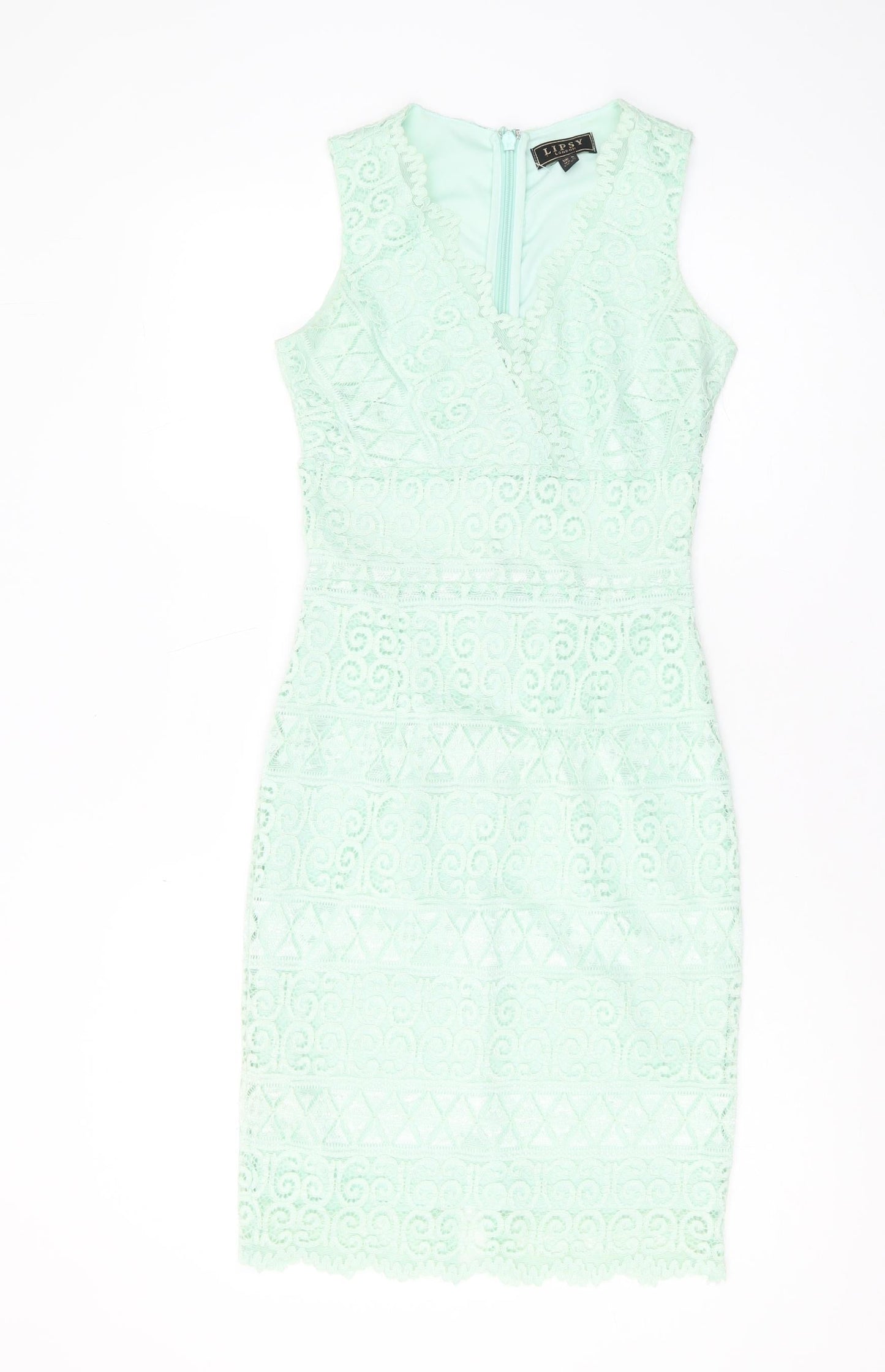 Lipsy Women's Green Bodycon Dress, Knee Length, Size 6